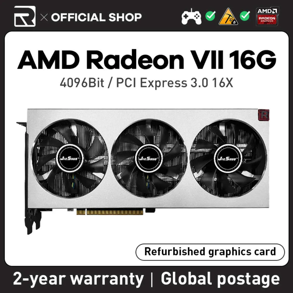 JIESHUO AMD radeon VII 16G turbine professional rvn aleo graphics card cmp gpu for eth etc btc graphics cards mining gpu