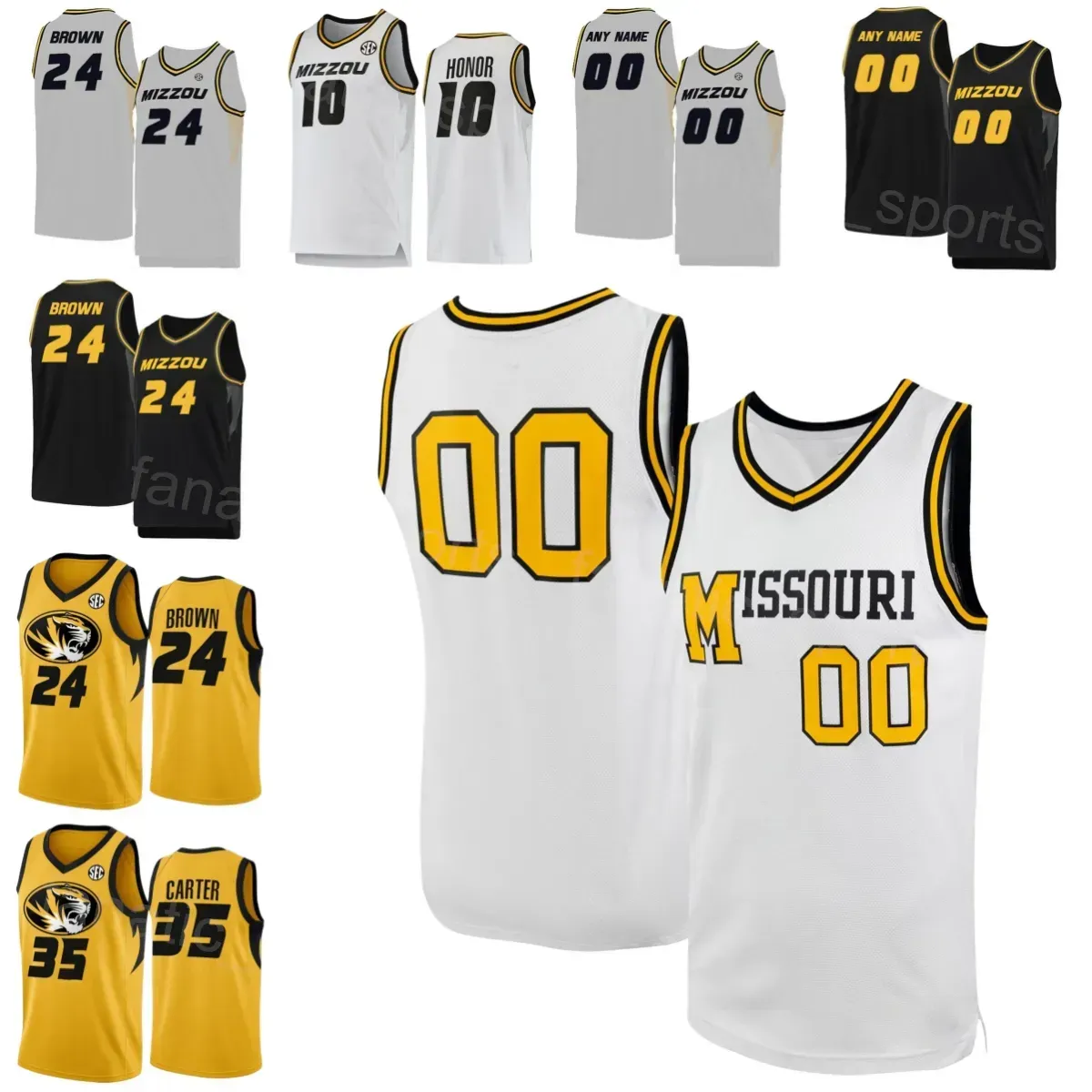 Missouri Tigers College Jersey Basket Brown 5 DMOI Hodge 4 DeAndre Gholston 11 Isiaih Mosley 35 Noah Carter 10 Nick Honor 55 Sean II