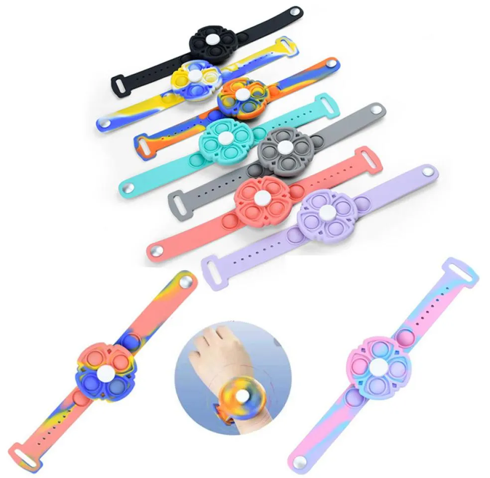 Favor Gift Bracelet Rotating Silicone Wristband Push Bubble Sensory Anxiety Stress Relief Toy Puzzle Hand Finger Press Wrist Band Toys for1709012