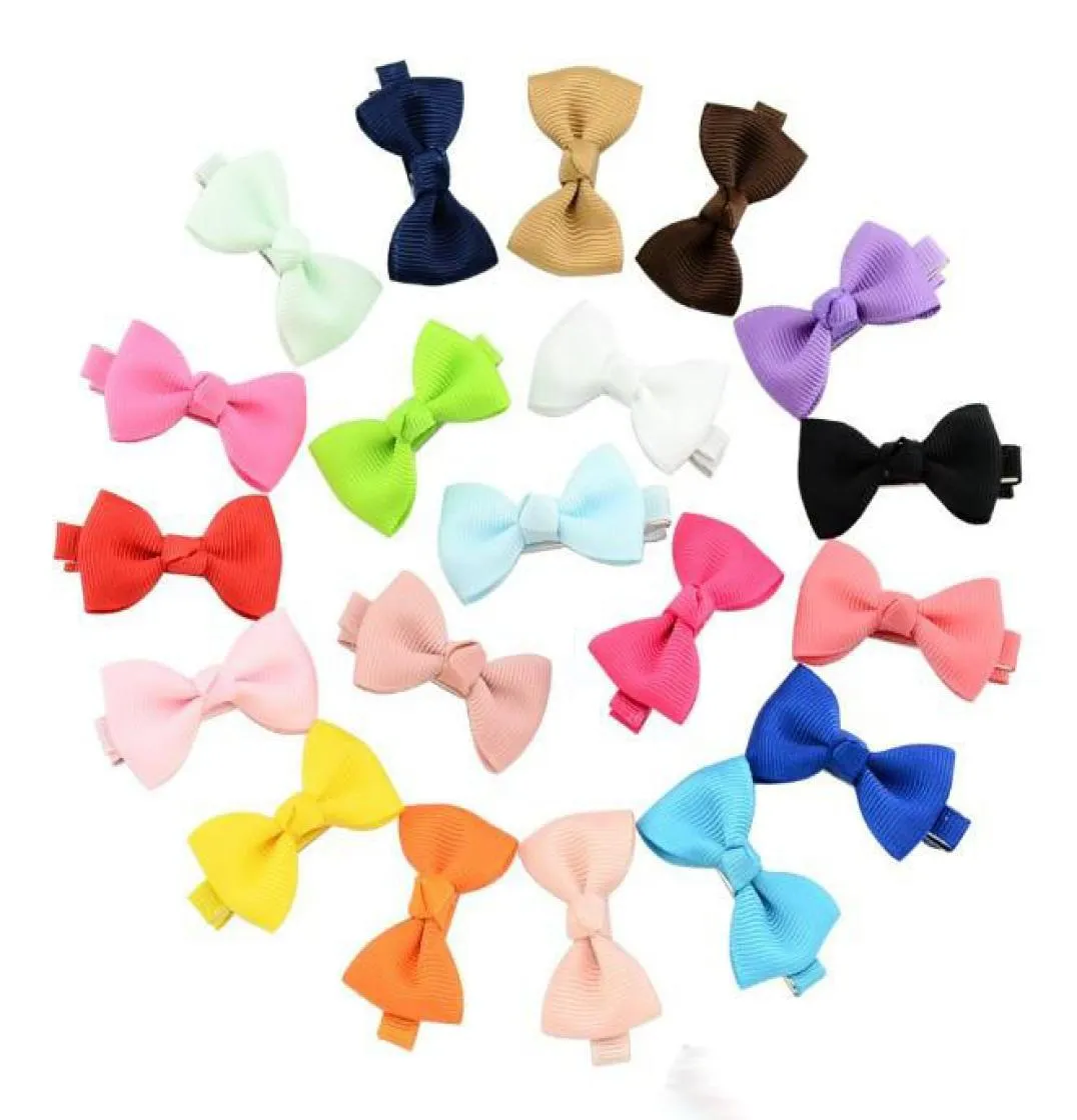 Bebê arco grampos de cabelo pequeno mini fita de gorgorão arcos hairgrips meninas bowknot grampos de cabelo crianças acessórios para o cabelo 20 cores 2665370