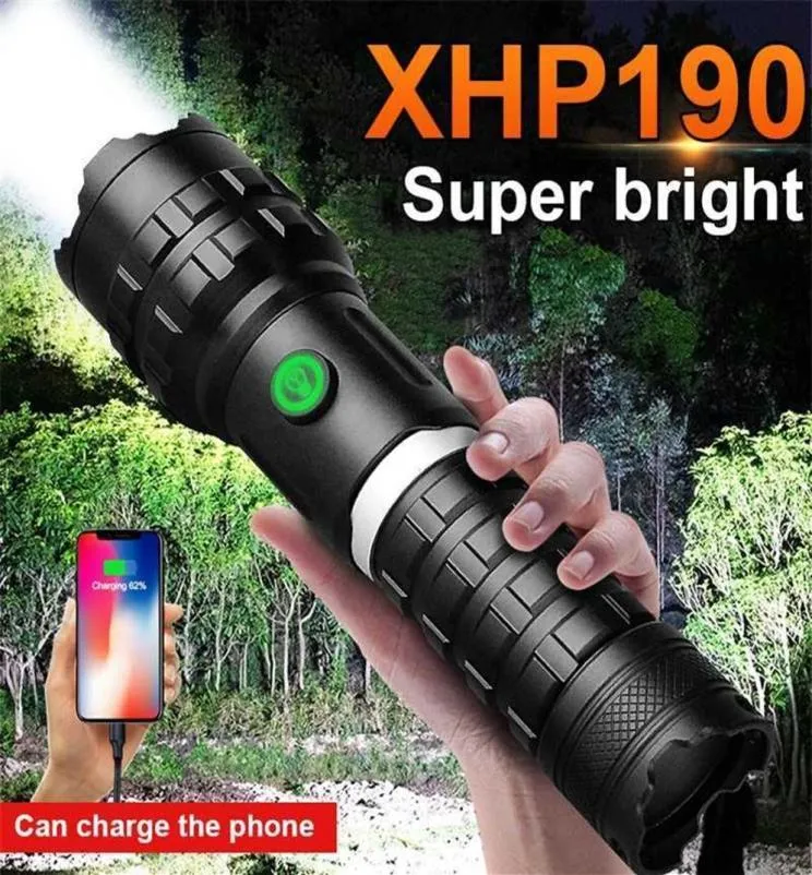 190 kraftfull ficklampa 26650 Super High Power laddningsbara LED -ficklampor 90 2 Tactical Torch Waterproof Camping Lantern 27873646