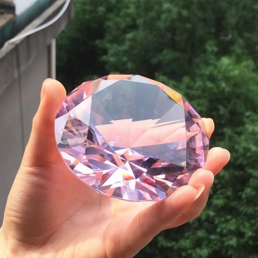 80mm couleur cristal clair diamant forme presse-papier verre gemme affichage ornement de mariage décoration de la maison art artisanat matériel cadeau T200293E
