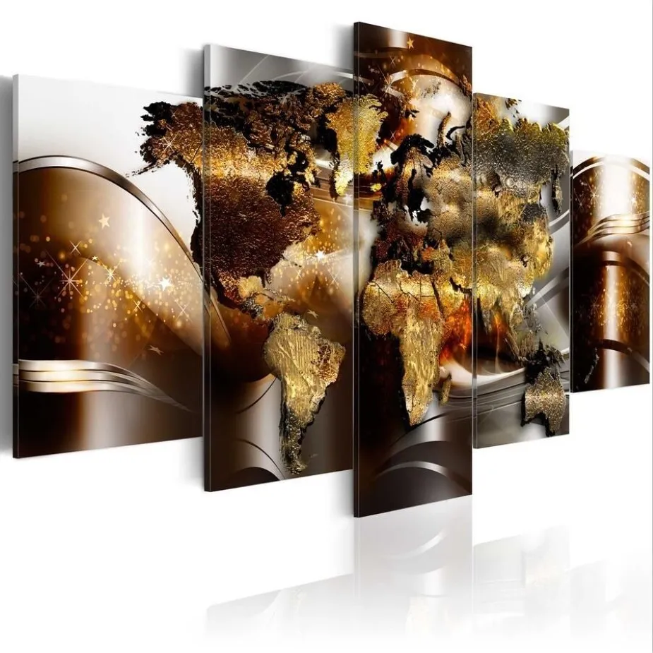 No Frame5PCS Set Modern Abstract Burning Map Art Print Frameless Canvas Painting Wall Picture Home Decoration229J
