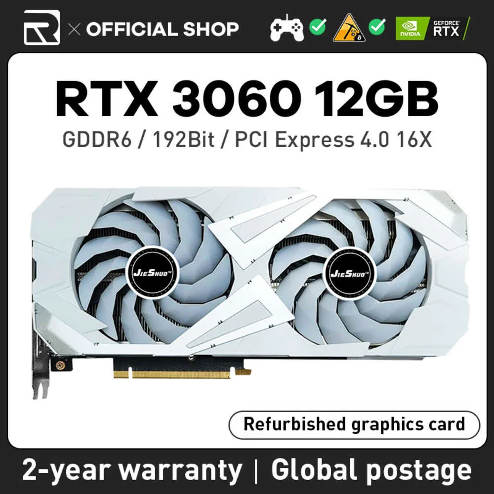 JIESHUO RTX 3060 12GB Dual Fan amd radeon graphics with GDDR6 192bit DP ...