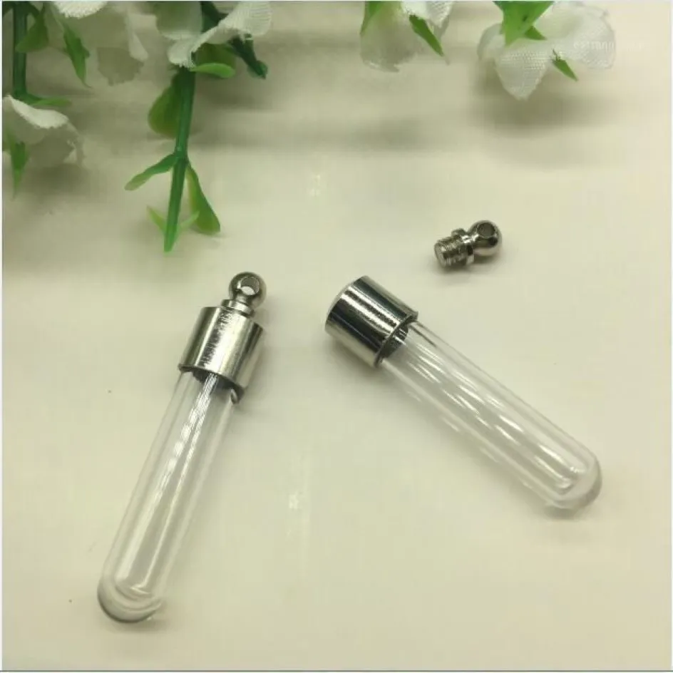 SCREW CAP tube 35 6mm glass vial pendant crystal Glass Perfume Locket rice vial Screw cap Necklace charm fill bottle1319o