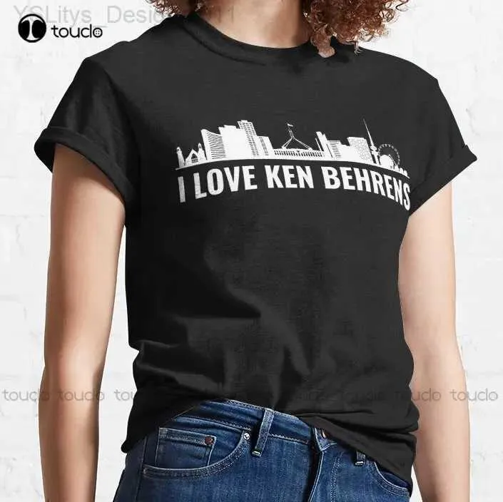 T-shirt damski NOWOŚĆ I Love Ken Behrens-Canberra Australian City Skyline Classic T-shirt White T Shirts Botton Tee Shirt S-3xl UNISEX L24312 L24312