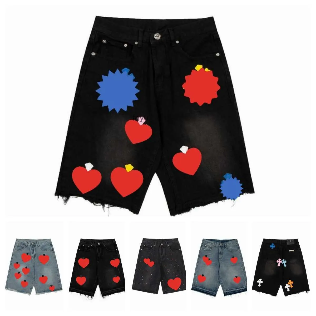 2023 Designers Męskie szorty Mężczyzna Chrome Summer Heart Sanskryt Pattern Cross Cross Casual Pants Printing Sports Short Chrome Hearts5um