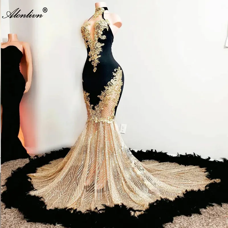 brown halter top dress Long Sequin Halter Prom Dress with Beads– PromGirl main image 0