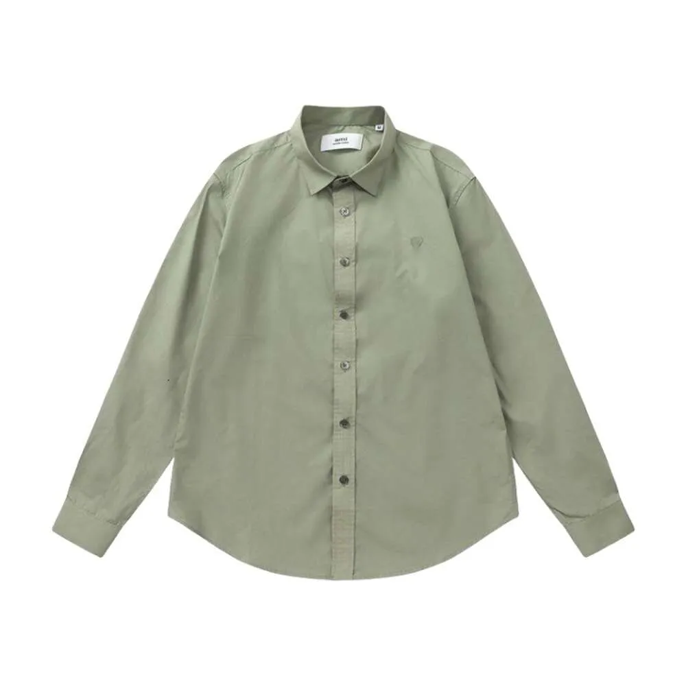 Womens shirt Designer Original Quality Amis Womens Blouses Spring/Summer New Love Avocado Green Standing Collar Shirt