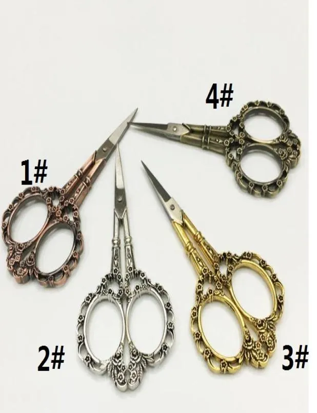 4 colors Vintage Floral Pattern Scissors Seamstress Plum Blossom Tailor Scissor Antique Sewing Scissors for Fabric Tool9178031