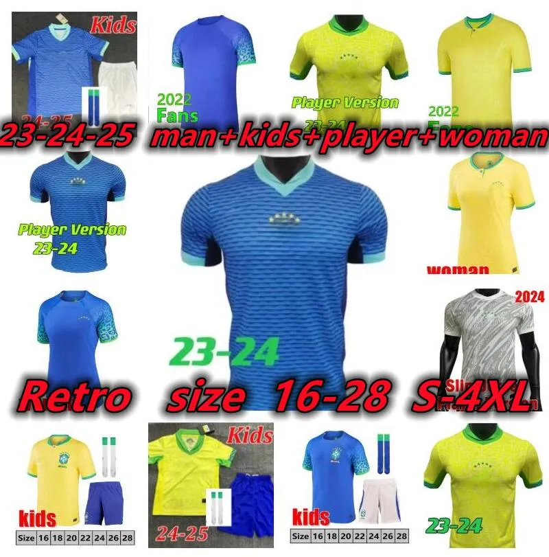 2023 2024 Brazylijskie koszulki piłkarskie Camiseta de Futbol Paqueta Raphinha Football Shirt Maillots Marquinhos Vini Jr Kaka 23 24 Brasil Richarlison Men Kids Woman Neymar