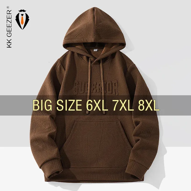 Men Sweatshirts Hooded Hoodies Oversized 6XL 7XL 8XL Plus Size Full Length Pullovers Spring Autumn Long Sleeve Sports Streetwear 240307