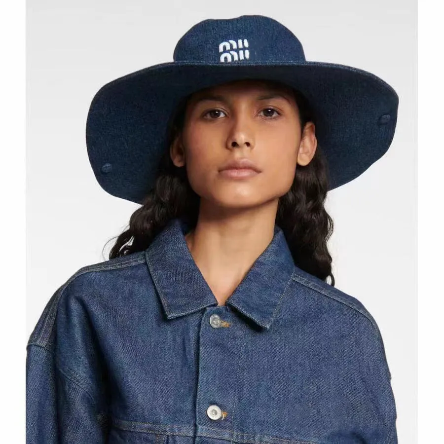 Chapeau de pêcheur à larges bords en denim assorti de créateur de luxe, chapeau d'escalade, lettre polyvalente brodée, chapeau de bassin, pare-soleil et protection solaire