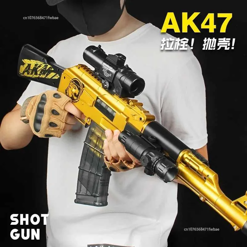 Gun Toys Manual AK 47 قذيفة رمي المسمار طفل القناصة القنص المسلح في الهواء الطلق ناعم الرغوة بندقية القذيفة للأولاد 240307