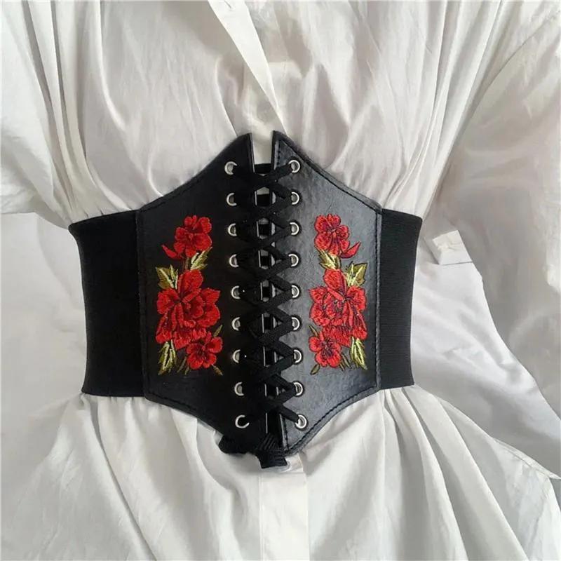 Ceintures femmes large ceinture élastique à lacets attaché Waspie pour jupe ceinture