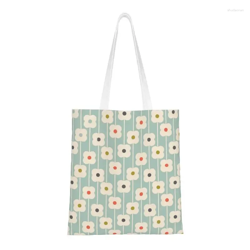 Torby na zakupy Orla Kiely Abacus Flowers Groceries Tote Bag Women Skandynawii Skandynawski wzór Płótna torebka na ramię