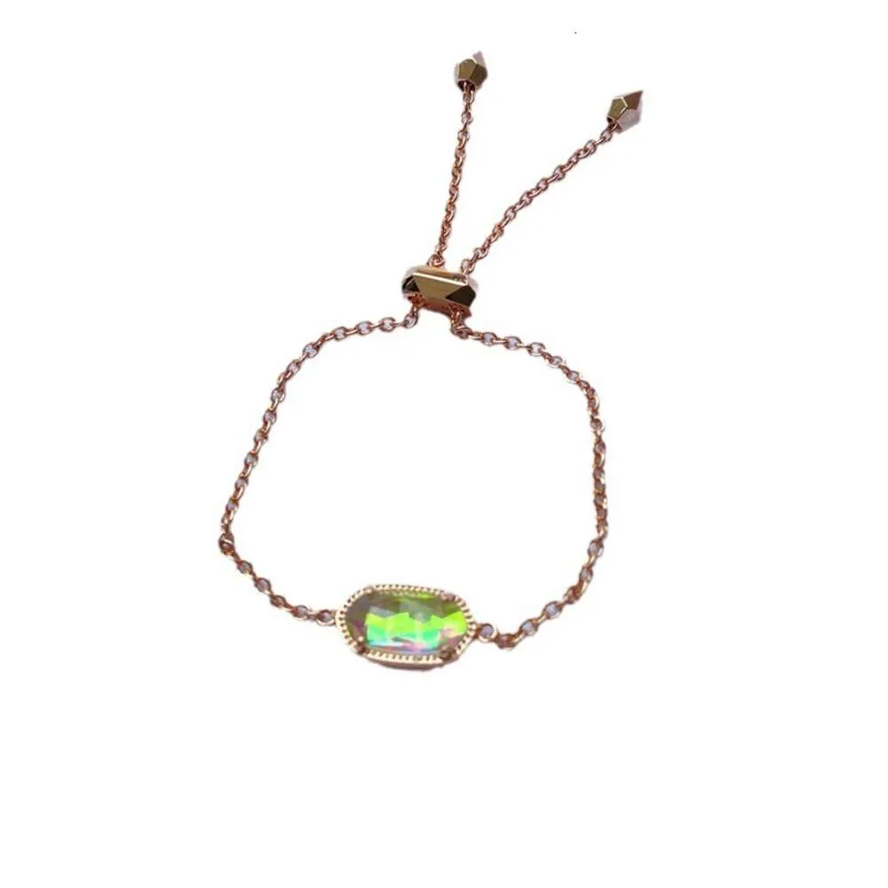 디자이너 Kendras Scotts Jewelry Kselaina Rose Crystal Teule Wristband 화려한 유리 기하학적 타원 수정 클러스터 조절 가능한 풀 브레이슬릿