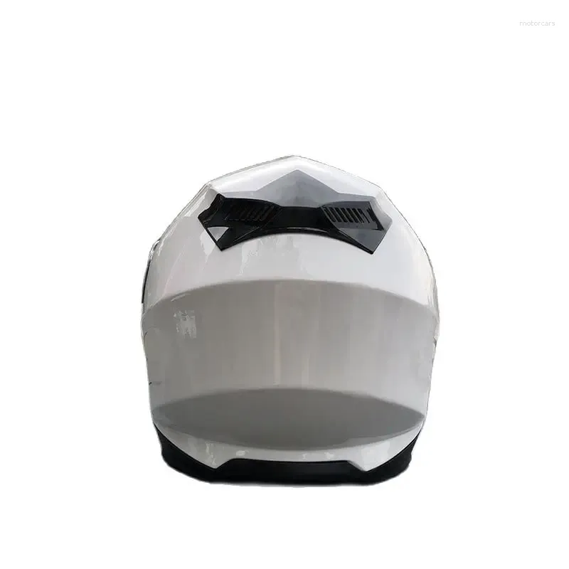 Casques de moto Double visière hiver course moto Capacete Casco hommes casque couleur blanc brillant femmes visage complet