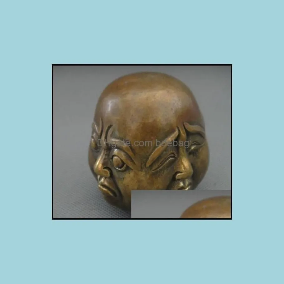 Tallado coleccionable 4 Face Mood Buddha Estatua de cobre complacida de la ira Delección feliz Drop entrega 2021 Artes y artesanías Regalos Home310q