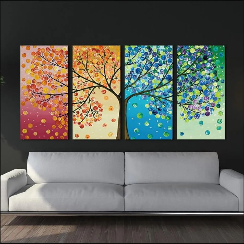 Płótno malowanie plakat kolorowe liści 4 -częściowe malarstwo modułowe Modułowe zdjęcia do wystroju domu na ścianę malowanie obrazu249b