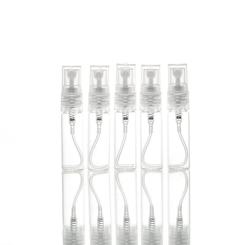 Frasco de perfume de vidro plástico de 5ml, frasco de spray recarregável vazio, atomizador pequeno de perfume, amostra de perfume Vxcpi Wcogv