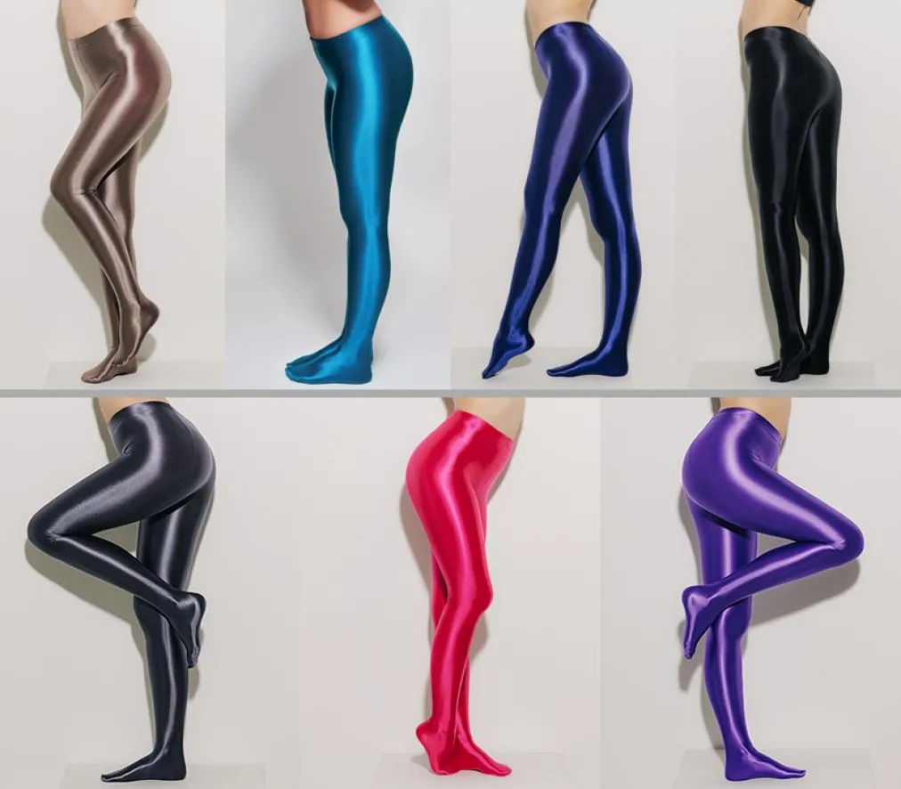 LEOHEX Spandex LUCIDO OPACO Collant Lucido a vita alta Collant Calze sexy Pantaloni yoga allenamento donna Leggings sportivi fitness Y21477674