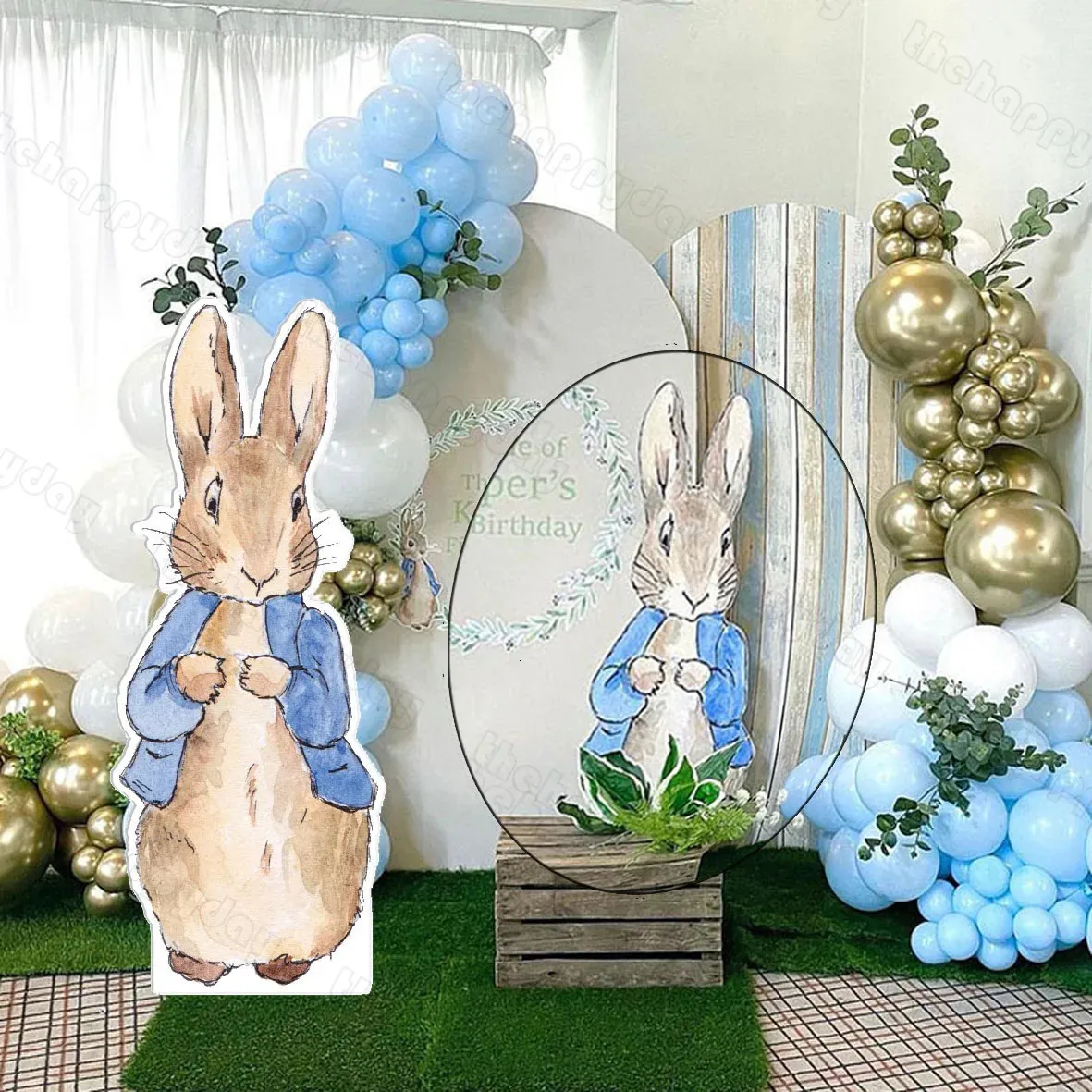 362418 Rabbit KT Board Party Cutout Jungle Safari Birthday Balloons Baby Shower Wild One 1st Decorations 240226