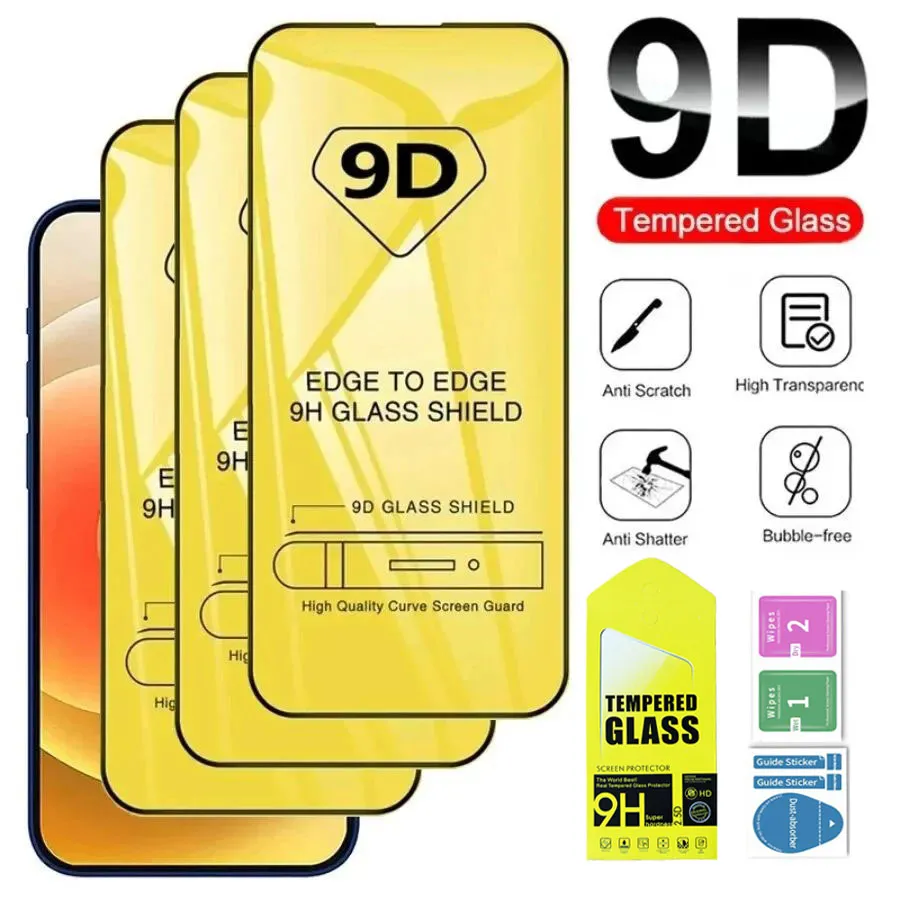 9D Screen Protector Voor Xiaomi Redmi 13C 10C 10S 9A 9C 9T Mi 11T Pro 11 12 lite Note 12 11 10 Pro Volledige Cover Helder Gehard Glas Film