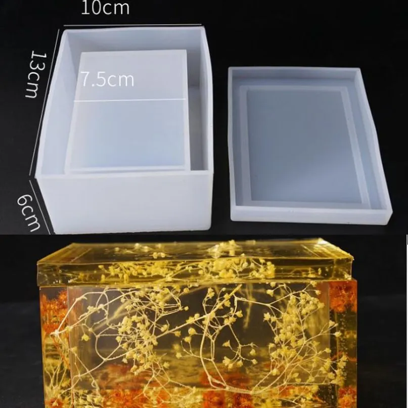 New Transparent Silicone Mould Dried Flower Resin Decorative Craft DIY Storage tissue box Mold epoxy molds for jewelry Q1106331S