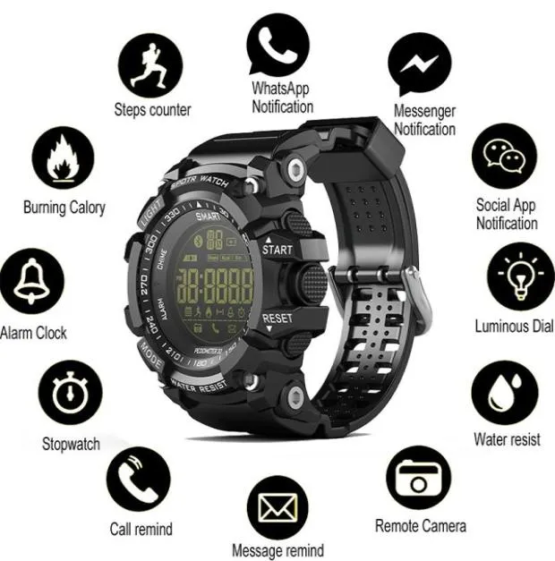 EX16 montre intelligente Bluetooth étanche IP67 montre-Bracelet intelligente Relogios podomètre chronomètre Bracelet de Sport pour iPhone téléphone Android W9380972