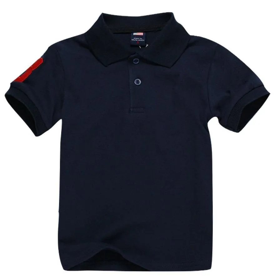 Polos pour enfants t-shirt enfants revers manches courtes bébé polos t-shirt garçons hauts vêtements broderie t-shirts fille chemises en coton bleu marine7234143