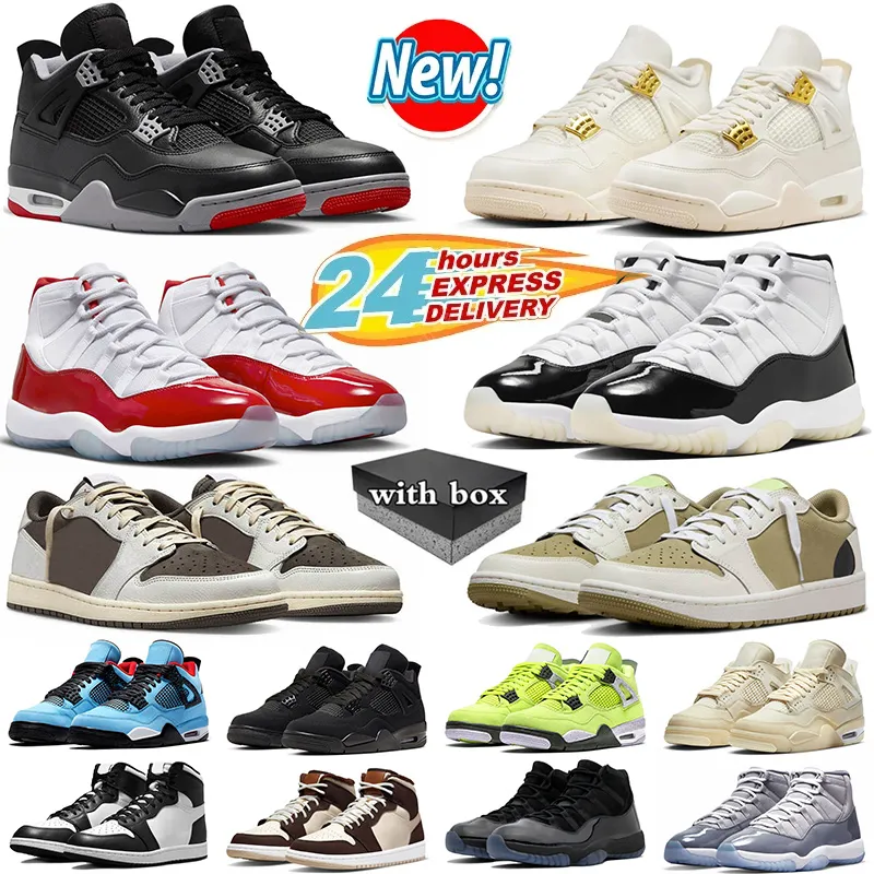 Jumpman 4 1S 11S Buty designerskie buty męskie czarny kot 4s Red Thunder Bred Reimagined Sail MEAFOAM Złoty symbol Cherry Golf Buty golfowe Czarne Phantom Mocha Treakers