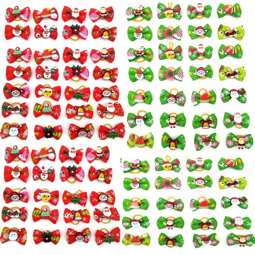 200pcs / lot chien toilettage cheveux pour animaux de compagnie nœuds en épingle à cheveux tête fleur fournitures accessoires de vacances Y10223052