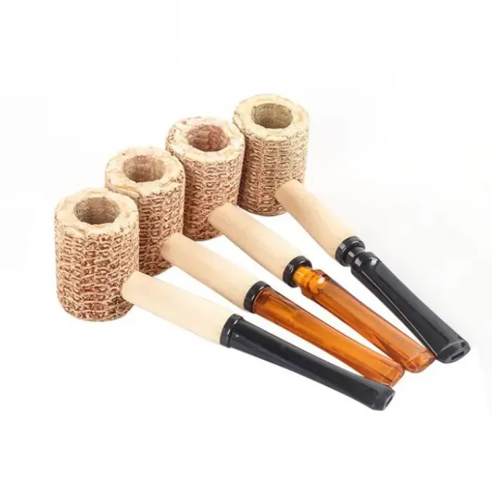 Corn Cob Pipe Disposable Natural Corncob pipe Hammer Spoon Cigarette Filter Pipes Tools Accessories 145mm Length