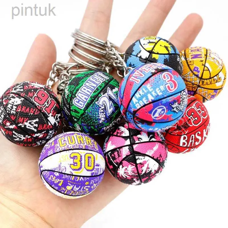 Keychains Lanyards basketboll souvenirer nyckelring gummi pvc match boll keyring basket fans samlarobjekt nyckel chian för pojkvän gåvor ldd240312