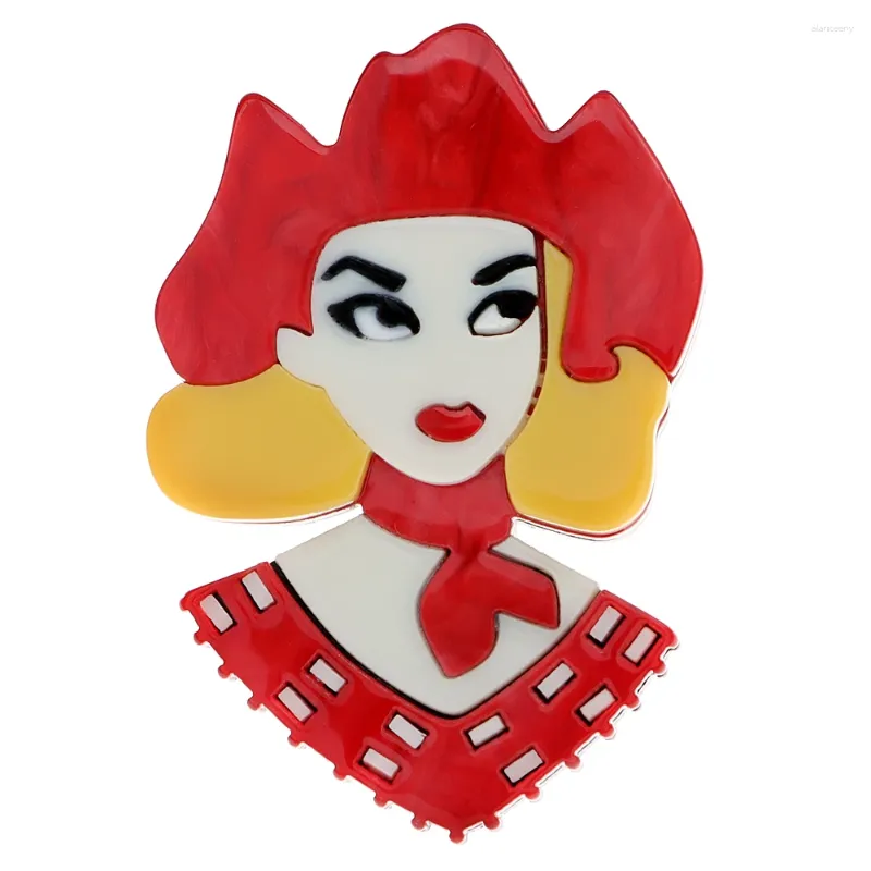 Broszki Cindy Xiang Acryl Wear Red Hat for Women Fash Figure Pin Akcesoria światłowodowe