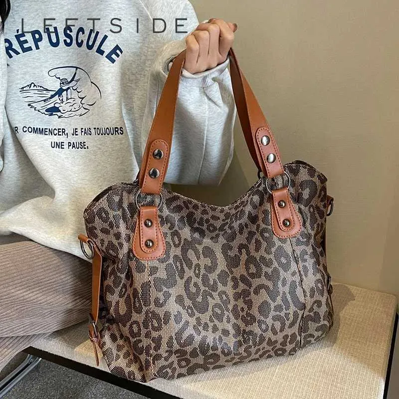 HBP Leopard Pattern Shoulder Bags for Women PU Leather Female 2024 Winter Trend Winter Fashion Crossbody Bag Big Handbags