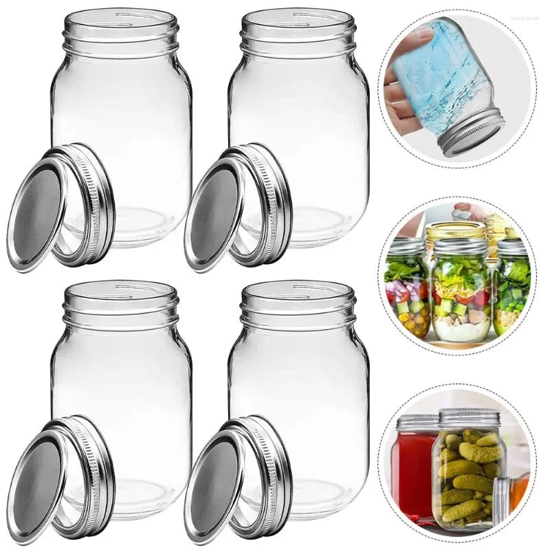 Storage Bottles 6Pcs Small Mason Jars With Airtight Lid Clear Glass Canning Jar Reusable Jams