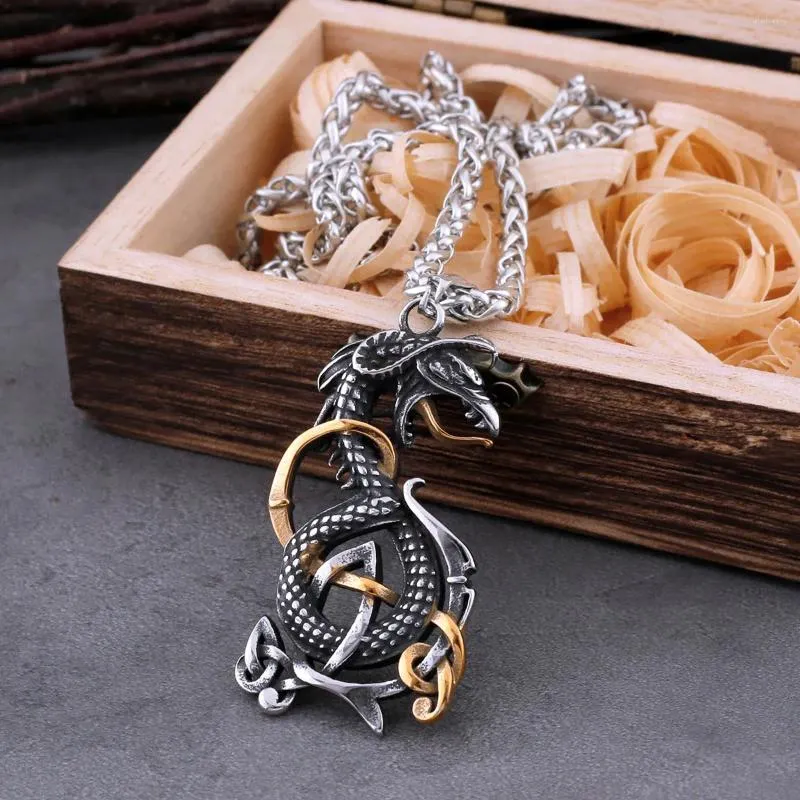 Pingente colares viking ouroboros dragão colar masculino nórdico animal amuleto vintage charme aço inoxidável jóias masculinas como presente
