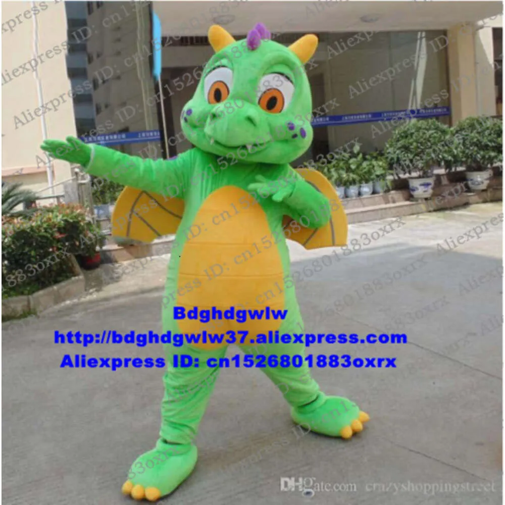 Costumi mascotte Dragon volante verde dinosauro Dino Mascot costume da cartone animato per adulti Dinno di benvenuto Destinazione turistica ZX2917