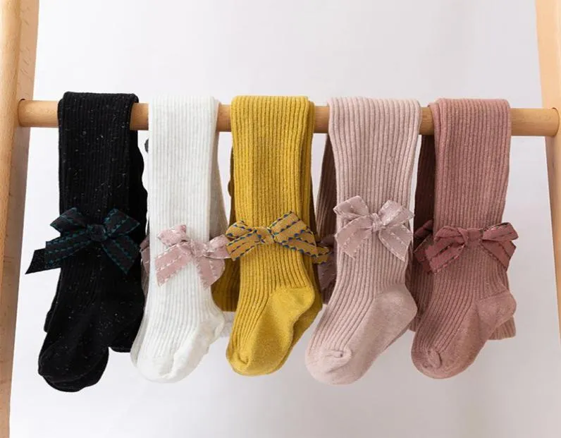 Leggings collants criança bebê meninas malha cabo criança meias meias meia-calça com laço decoração nascido algodão 8441361
