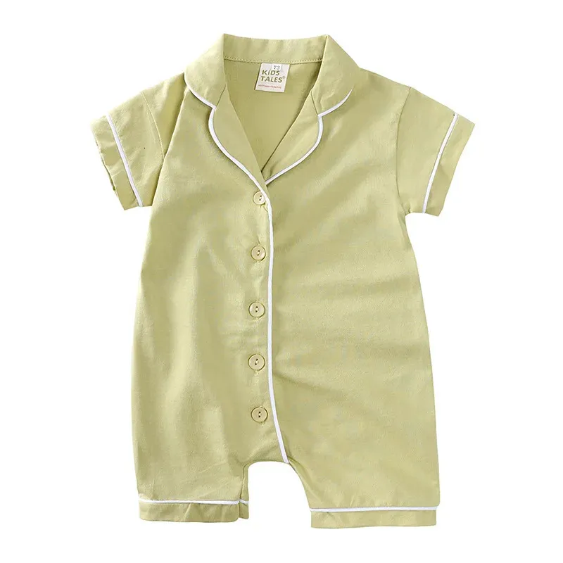 Baby Pyjamas Summer Sleepwear For Girls Costume Boy Bomulls Kort ärm Jumpsuit Spädbarnskroppar S 6 18 till 24 månader240311