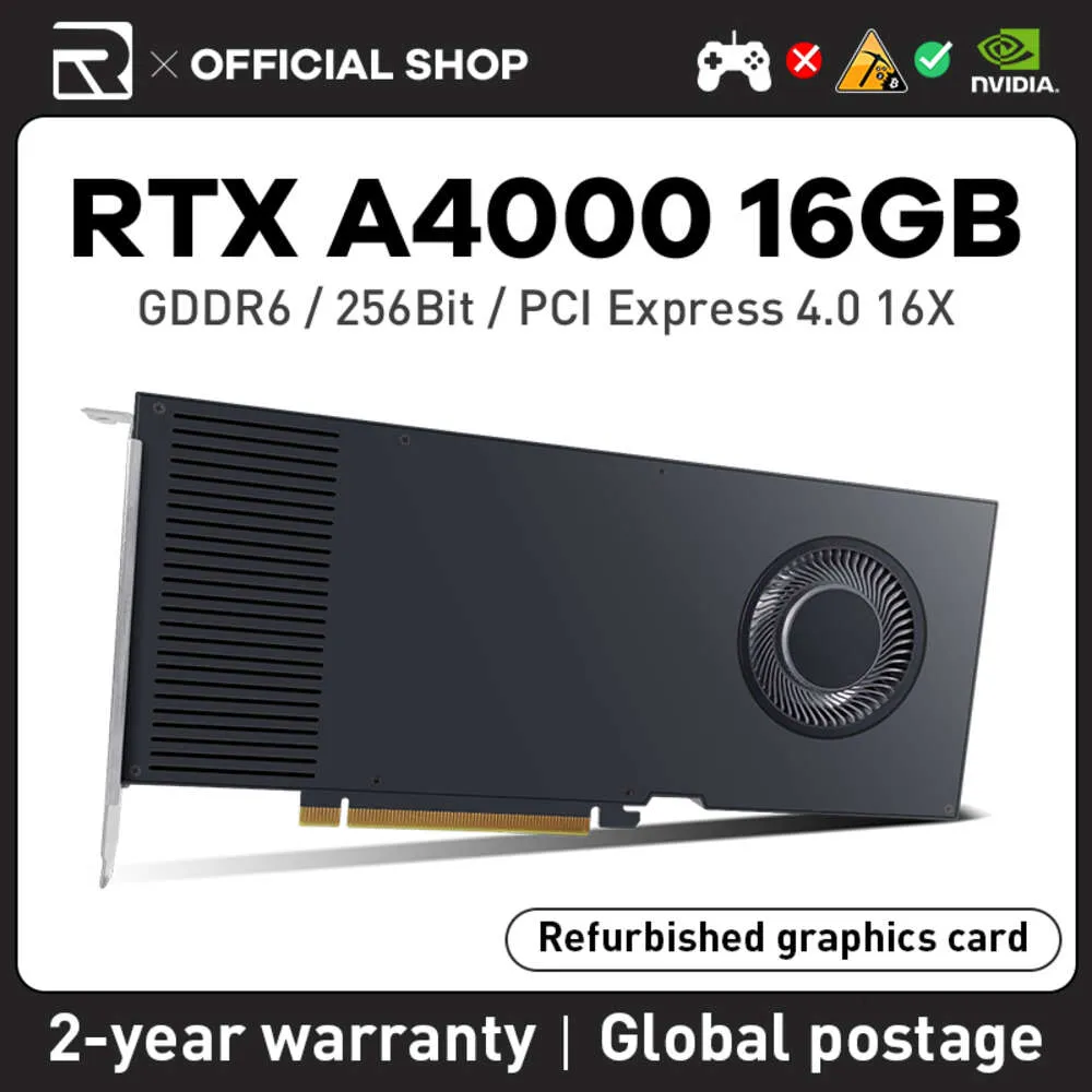 NVIDIA JIESHUO RTX A4000 16GB Marca Placa Gráfica Turbofan Mineração Profissional ETC RVN KAS CFX GDDR6 256Bit PCI Express 4.0 16X