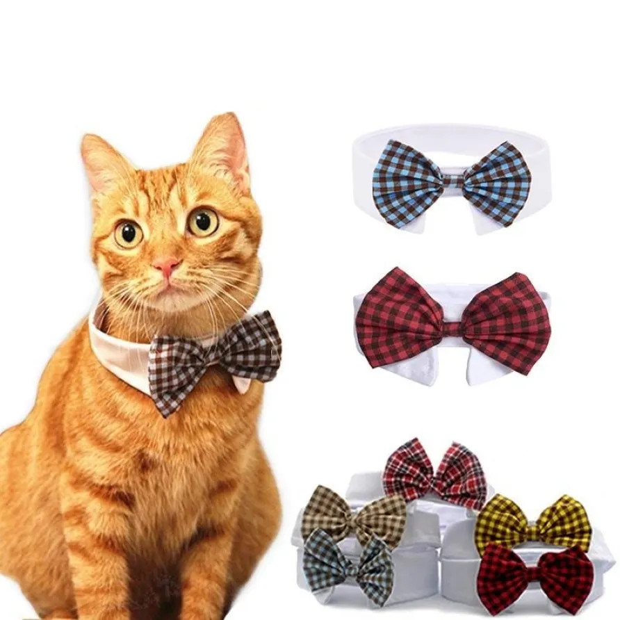Pet Collar Personality Bow Dog Cat Breathable Small Medium Large Adjustable Cotton Collars & Leads228V