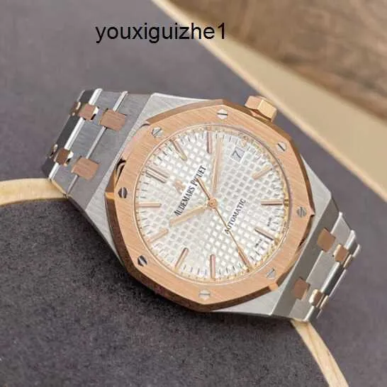 Reloj AP táctico de marca Serie Royal Oak Reloj para hombre con 37 mm de diámetro Reloj de lujo informal de moda de acero con precisión mecánica automática de oro rosa