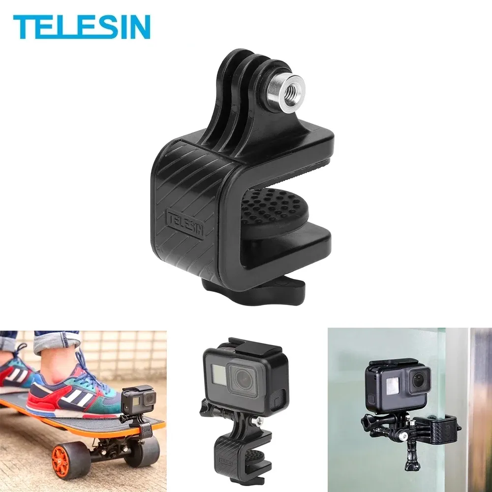 Caméras TELESIN Skateboard Mount Holder Clip pour DJI Action 2 Insta360 One RS X2 GoPro 10 9 8 Xiaomi YI Accessoires de caméra d'action