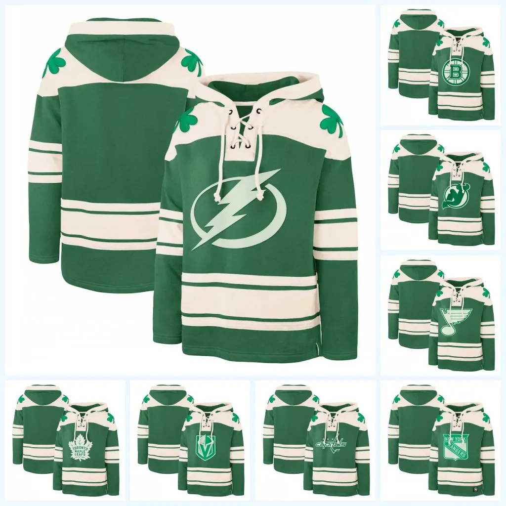 2024 St. Patrick's Day Pullover Blue Jersey Niestandardowy nazwa dowolna numer męskie damskie młodzież Ed Hoodies Sweter sportowy