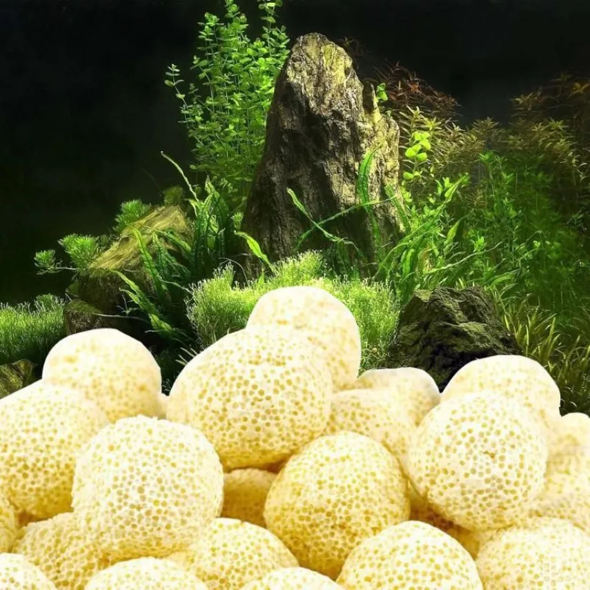 Decorações plantas de aquário filtro cerâmico poroso mídia net saco bola biológica tanque de peixes planta decoração paisagem ornament220h