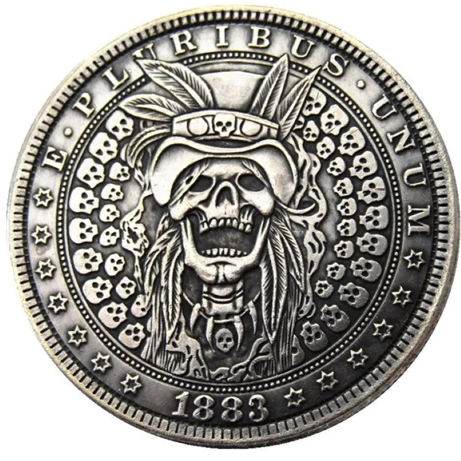 HB13 Hobo Morgan Dollar Skull zombie szkielet kopia monety mosiężne ozdoby rzemieślnicze