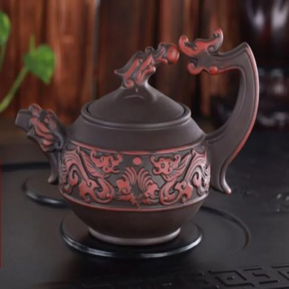 Rare Chinese handmade Lifelike Dragon of yixing zisha Purple clay teapot300G